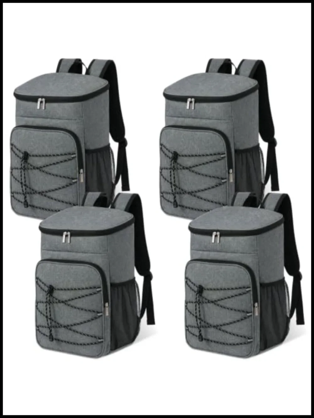 4-Piece Insulated Cooler Backpack Set Waterproof Leakproof Lunch Bag Oxford